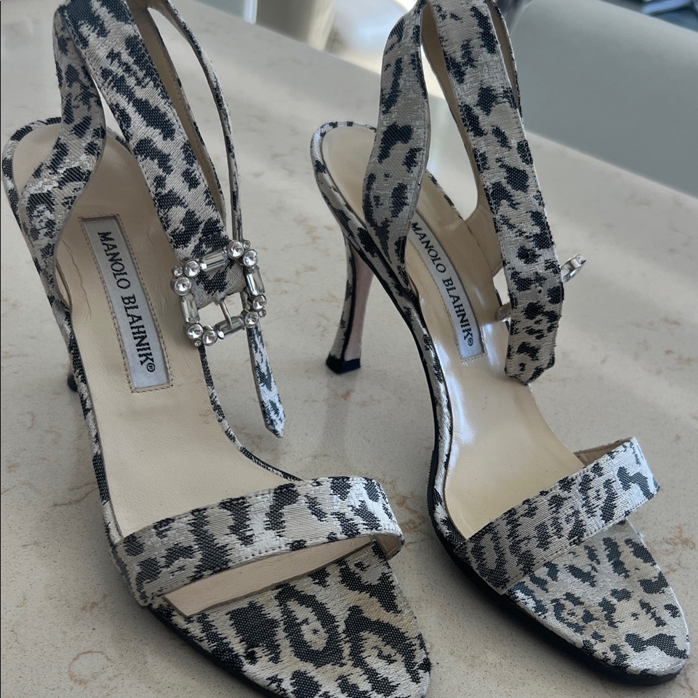 Manolo Blahnik Black and White Patterned Heels
